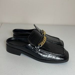 Nasty Gal x Z_code_z Black Faux Leather Square Toe Mules